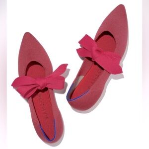 Cinnamon Red Rothy’s Point Mary Jane shoe flat bows size 12 EUC sustainable